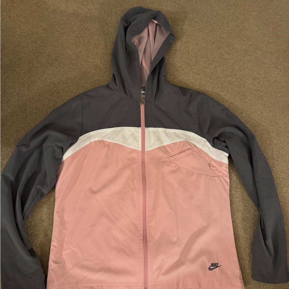 Nike Women's Pink and Gray Lightweight Jacket